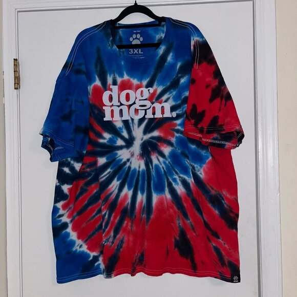 Red White and Blue Tie Dye Dog Mom Graphic Tee Size 3xl - Picture 1 of 5